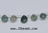 CAB414 15.5 inches 7*9mm flat teardrop moss agate gemstone beads