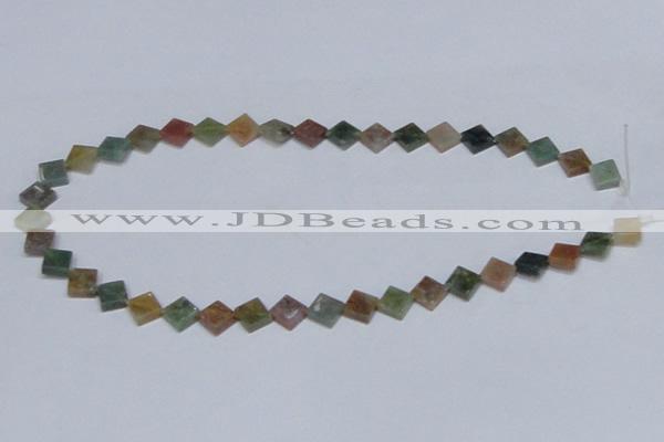 CAB451 15.5 inches 10*10mm diamond indian agate gemstone beads