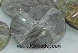 CAB576 15.5 inches 30*40mm wavy oval silver needle agate gemstone beads