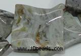 CAB585 15.5 inches 40*40mm wavy diamond silver needle agate beads