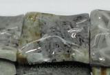 CAB587 15.5 inches 40*40mm wavy square silver needle agate beads