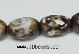 CAB625 15.5 inches 14*20mm faceted egg-shaped leopard skin agate beads