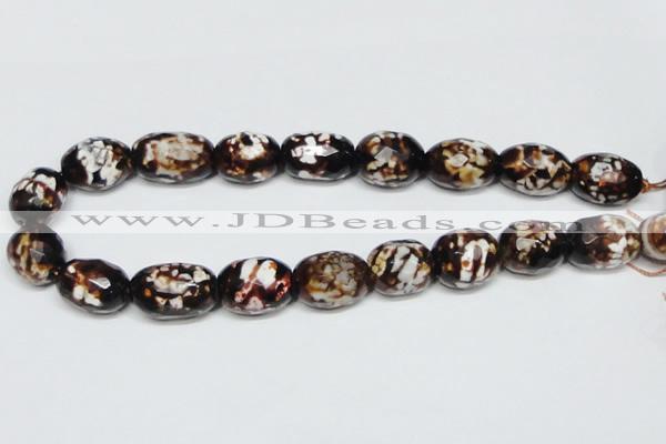 CAB626 15.5 inches 16*22mm faceted egg-shaped leopard skin agate beads