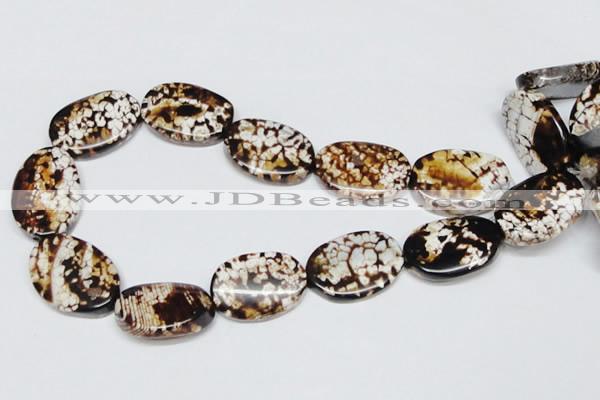 CAB634 15.5 inches 20*30mm twisted oval leopard skin agate beads