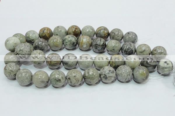 CAB71 15.5 inches 20mm round silver needle agate gemstone beads