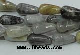 CAB72 15.5 inches 8*16mm teardrop silver needle agate gemstone beads