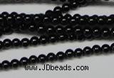 CAB720 15.5 inches 3mm round black agate gemstone beads wholesale