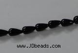 CAB732 15.5 inches 5*8mm teardrop black agate gemstone beads