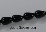 CAB735 15.5 inches 8*12mm teardrop black agate gemstone beads