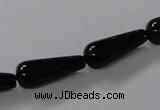 CAB737 15.5 inches 8*20mm teardrop black agate gemstone beads