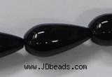 CAB741 15.5 inches 12*30mm teardrop black agate gemstone beads