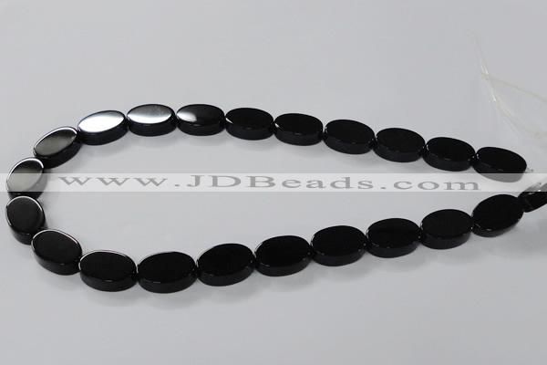 CAB751 15.5 inches 13*18mm oval black agate gemstone beads