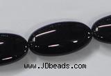 CAB763 15.5 inches 15*30mm oval black agate gemstone beads wholesale