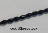 CAB789 15.5 inches 4*6mm faceted rice black agate gemstone beads