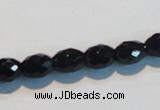 CAB790 15.5 inches 8*10mm faceted rice black agate gemstone beads