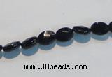 CAB805 15.5 inches 6*8mm faceted oval black gemstone agate beads