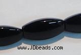 CAB822 15.5 inches 12*24mm rice black agate gemstone beads wholesale