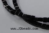 CAB833 15.5 inches 4*4mm cube black agate gemstone beads wholesale