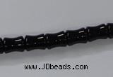 CAB842 15.5 inches 8*10mm bamboo shape black agate gemstone beads