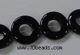 CAB854 15.5 inches 18mm donut black agate gemstone beads wholesale