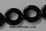 CAB855 15.5 inches 20mm donut black agate gemstone beads wholesale