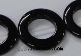 CAB857 15.5 inches 30mm donut black agate gemstone beads wholesale