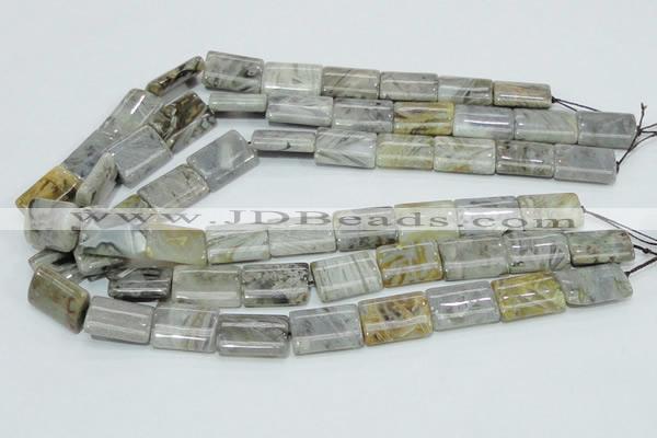 CAB87 15.5 inches 15*20mm rectangle silver needle agate gemstone beads