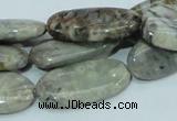 CAB91 15.5 inches 15*30mm oval silver needle agate gemstone beads