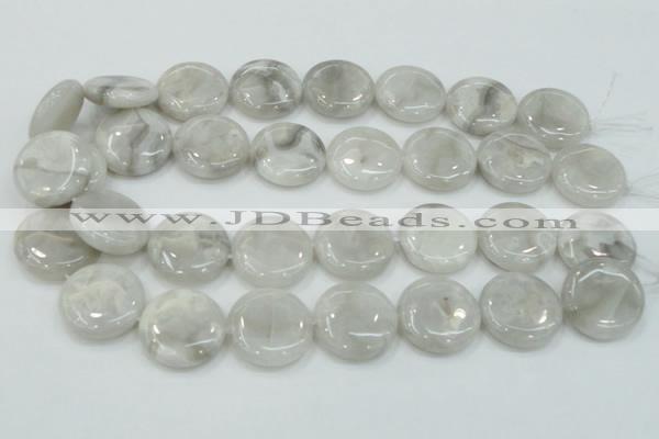 CAB917 15.5 inches 25mm flat round natural crazy agate beads wholesale