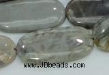 CAB92 15.5 inches 20*40mm oval silver needle agate gemstone beads