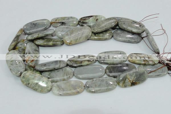 CAB92 15.5 inches 20*40mm oval silver needle agate gemstone beads