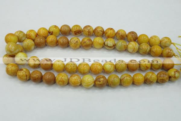 CAB936 15.5 inches 14mm round yellow crazy lace agate beads wholesale