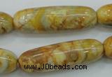 CAB939 15.5 inches 13*40mm rice yellow crazy lace agate beads wholesale