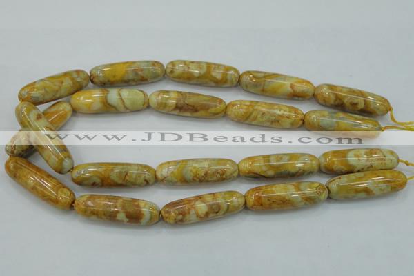 CAB939 15.5 inches 13*40mm rice yellow crazy lace agate beads wholesale