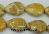 CAB941 15.5 inches 18*25mm flat teardrop yellow crazy lace agate beads