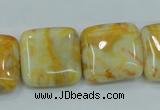 CAB947 15.5 inches 20*20mm square yellow crazy lace agate beads