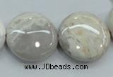 CAB964 15.5 inches 25mm flat round ocean agate gemstone beads