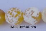 CAB970 15.5 inches 14mm faceted round fire crackle agate beads