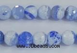 CAB973 15.5 inches 8mm faceted round fire crackle agate beads