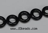 CAB996 15.5 inches 12mm donut black agate gemstone beads wholesale