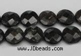 CAE115 15.5 inches 12mm faceted coin astrophyllite beads wholesale