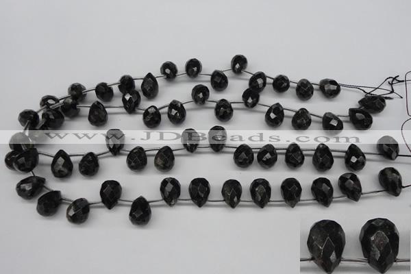 CAE43 Top-drilled 10*14mm faceted teardrop astrophyllite beads