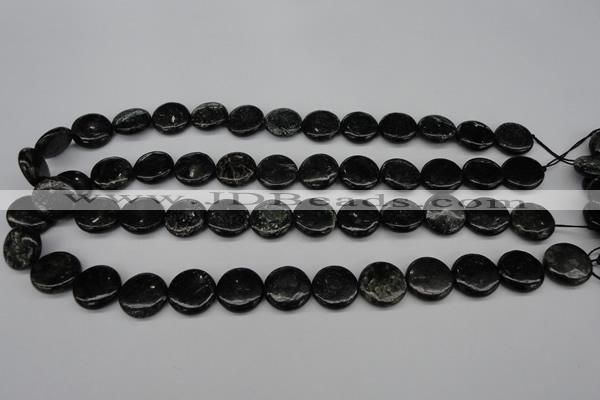 CAE46 15.5 inches 15mm flat round astrophyllite beads wholesale