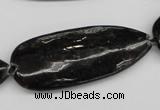 CAE72 15.5 inches 18*44mm flat teardrop astrophyllite beads wholesale