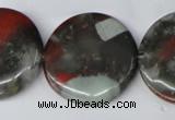 CAF05 15.5 inches 30mm flat round African bloodstone beads