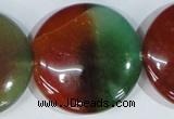 CAG1041 15.5 inches 40mm flat round rainbow agate beads