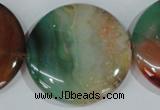 CAG1045 15.5 inches 40mm flat round rainbow agate beads