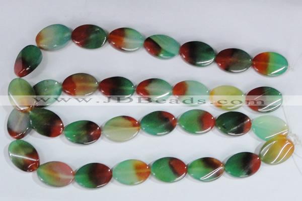 CAG1063 15.5 inches 18*25mm twisted oval rainbow agate beads