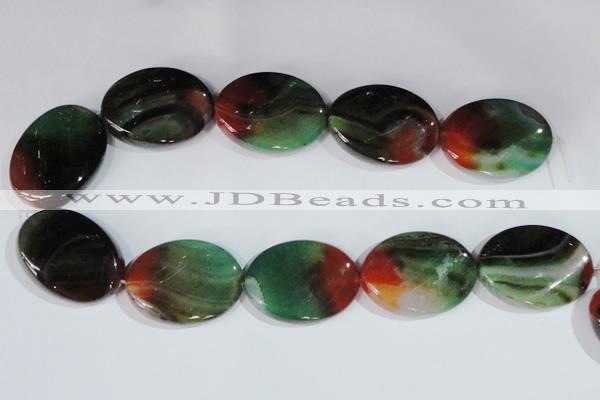 CAG1065 15.5 inches 30*40mm twisted oval rainbow agate beads