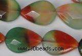 CAG1070 15.5 inches 18*25mm faceted flat teardrop rainbow agate beads